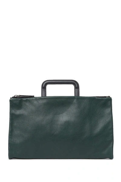 Shop Valentino Leather Briefcase In Pistacchio