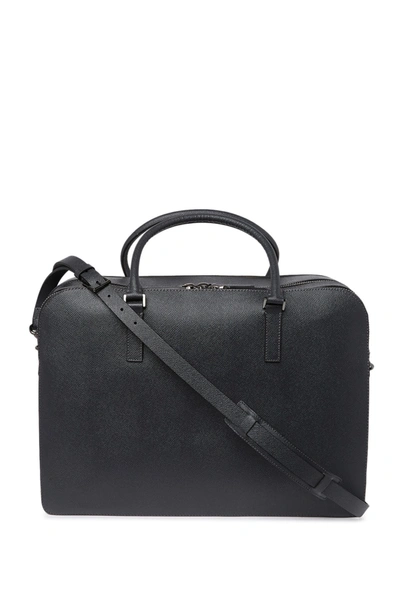 Shop Valentino Leather Briefcase In Dark Grey