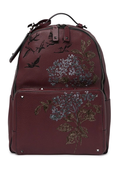 Shop Valentino Floral Embroidered Backpack In Rubin