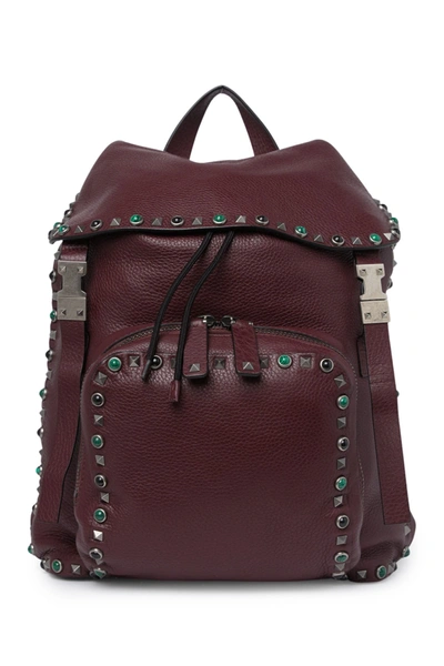 Shop Valentino Studded Leather Backpack In Rubin