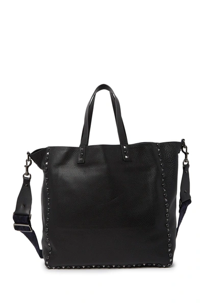 Shop Valentino Leather Studs Tote In Nero