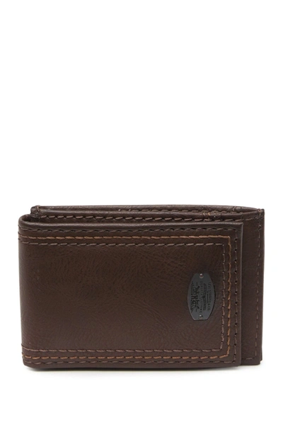 Shop Levi's Rfid Wide Magnetic Wallet In Brown