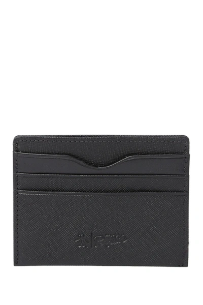 Shop Original Penguin Saffiano Leather Card Case In Blk