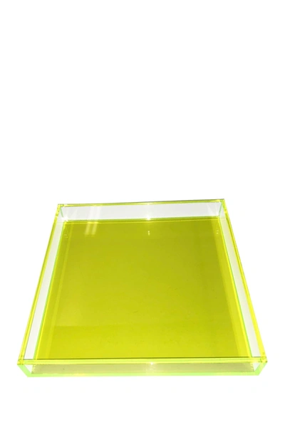R16 Home Neon Green Square Tray In Neon Green