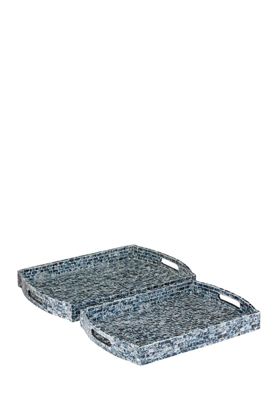Shop Venus Williams Blue Mother Of Pearl Tray With Slot Handles