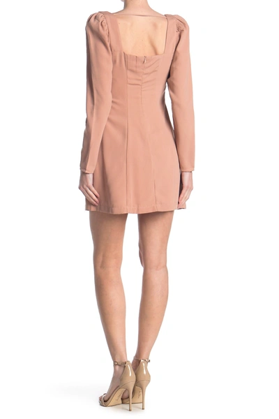 Shop Re:named Apparel Re: Named Apparel Allie Puff Sleeve Mini Dress In Nude Blush