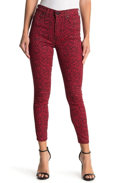 Shop Alice And Olivia Good High Rise Ankle Skinny Jeans In Mini Leopard Ruby/black