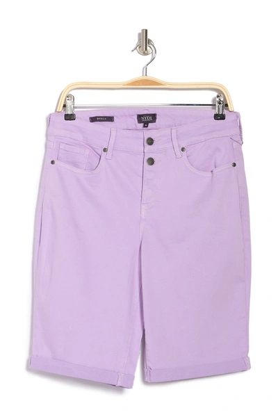 Shop Nydj Briella Mock Fly Roll Cuff Shorts In Lilac Bree