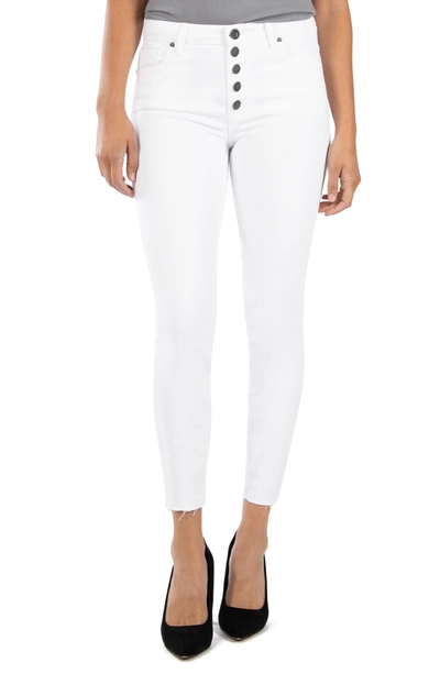 Shop Kut From The Kloth Connie High Waist Raw Hem Ankle Skinny Jeans In Optic White