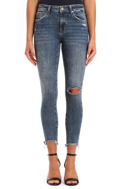 Shop Mavi Alissa Mid Ripped Destroyed Skinny Jeans In Estroyed Hem Vintage