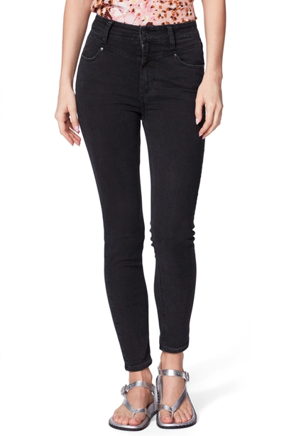 Shop Paige Margot Angled Yoke Ankle Crop Jeans In Mdnghtstr