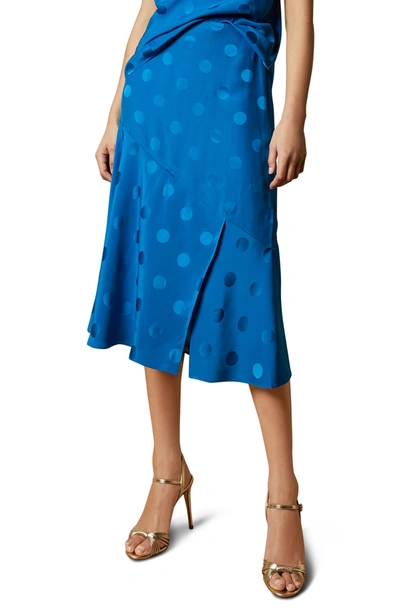 Shop Ted Baker Dellla Spot Fabric Midi Skirt In Brt Blue