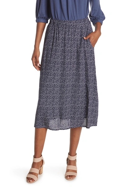 Shop Melloday Ditsy Print Midi Skirt In Navy Ditsy