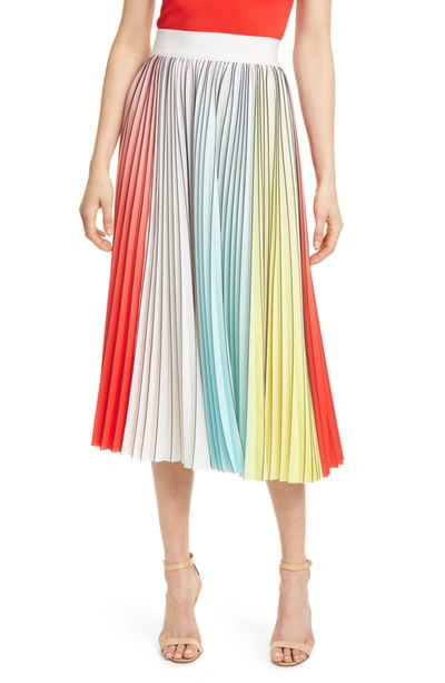 Shop Alice And Olivia Arden Colorblock Pleated Skirt In Mlti