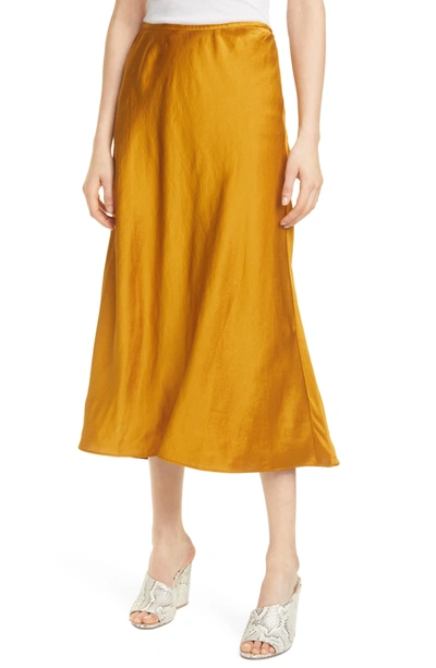 Shop Club Monaco Bias Cut Satin Midi Skirt In Marigold