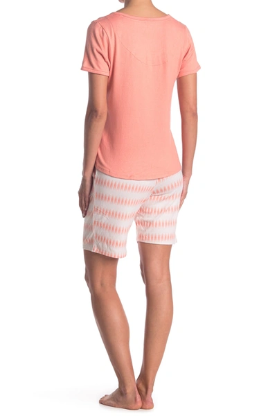 Shop Izod Top & Bermuda Shorts Pajama Set In 830 Coral Almond/bleeded Stripe Prt