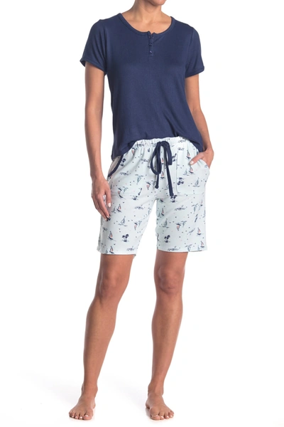 Shop Izod Short Sleeve Top & Bermuda Shorts Pajama Set In 401 Crown Blue/aop Sail The Tropics