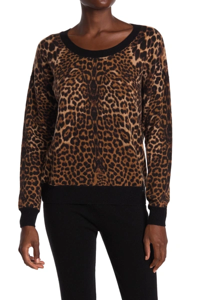 Shop Amicale Cashmere Cheetah Print Crew Neck Sweater In Camel Mt