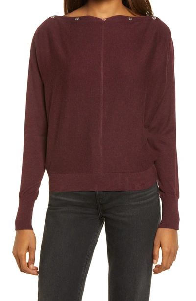 Shop Allsaints Elle Studded Boatneck Sweater In Wine Red
