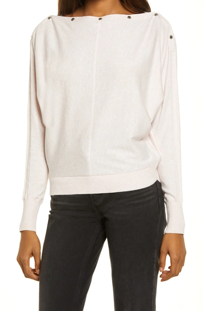 Shop Allsaints Elle Studded Boatneck Sweater In Pale Pink