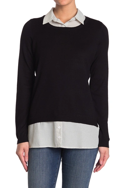 Shop Adrianna Papell Shirttail Twofer Sweater In Bkiylttldt