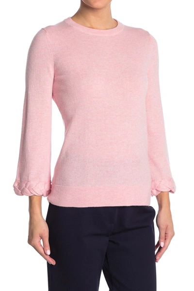 Shop Kinross Braided Cuff Cashmere Knit Sweater In Lotus