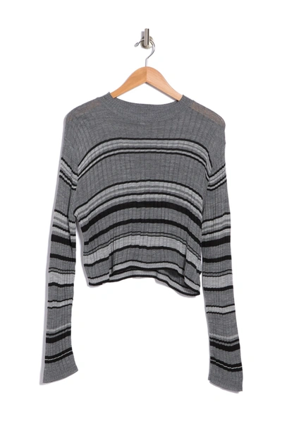 Shop Abound Ribbed Cropped Sweater In Black Stripe