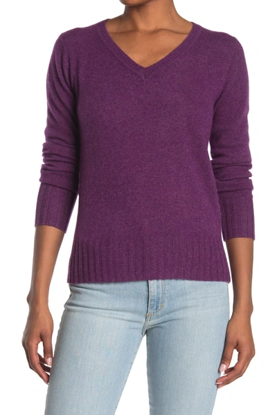 Shop Quinn Solid V-neck Cashmere Sweater In Wineberry