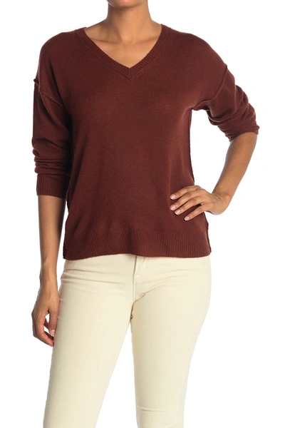 Shop 525 America Lightweight Cashmere V-neck Sweater In Red Clay