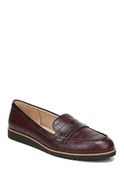 Shop Lifestride Zee Croc Embossed Leather Loafer In Pinot Noir
