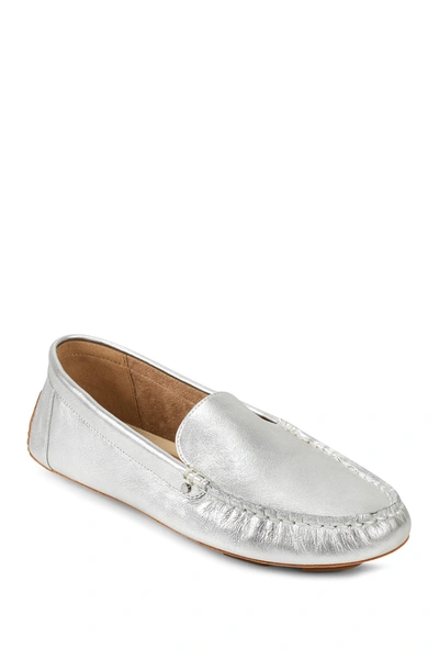 Shop Aerosoles Bleeker Leather Loafer In Silver Metallic