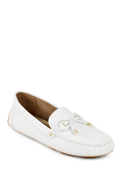 Shop Aerosoles Brookhaven Leather Moccasin In White Leather