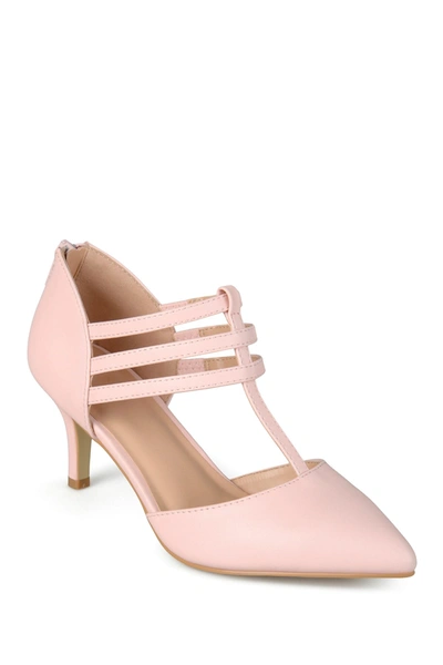 Shop Journee Collection Pacey T-strap Pump In Pink