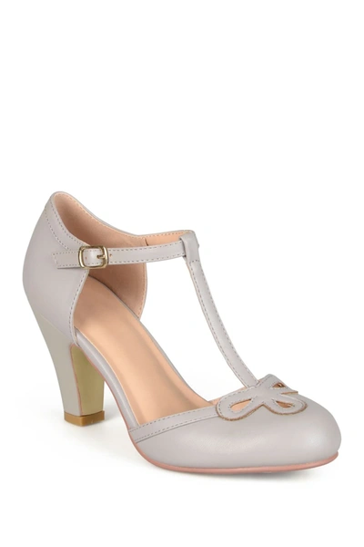 Shop Journee Collection Parley T-strap Pump In Grey
