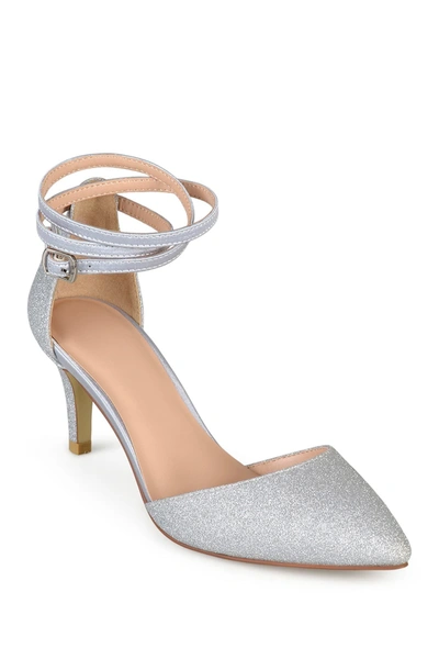 Journee Collection Journee Luela Glitter Ankle Strap Pump In Silver