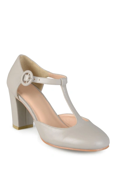 Shop Journee Collection Talie T-strap Pump In Light Grey