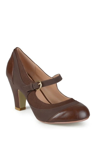 Journee Collection Women's Siri Tweed Buckle Heels Women's Shoes In Brown