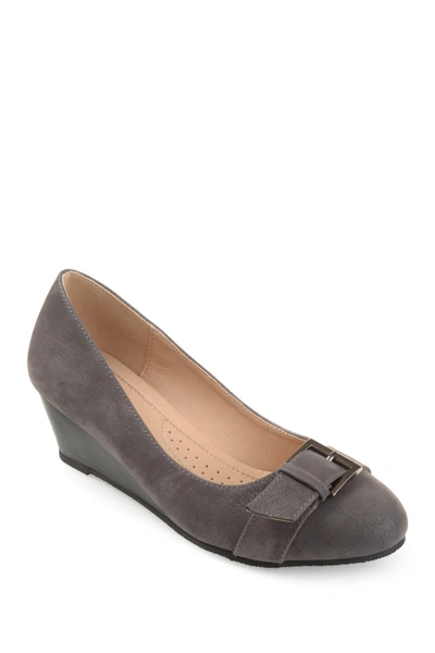 Shop Journee Collection Graysn Wedge Pump In Grey