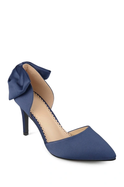 Shop Journee Collection Tanzi D'orsay Bow Pump In Navy