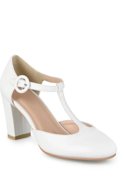 Shop Journee Collection Talie T-strap Pump In Off White
