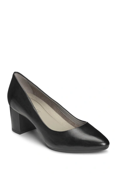 Shop Aerosoles Silver Star Mid Pump In Black Leat