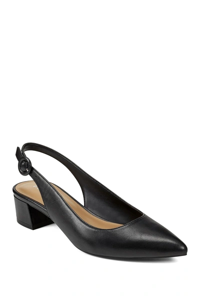 Shop Aerosoles Grand Central Pointed Toe Slingback Pump In Black Leather