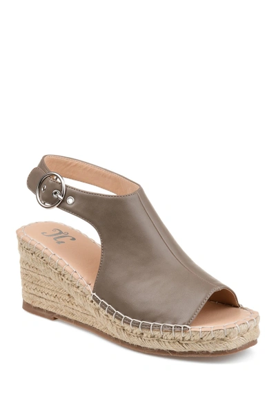 Shop Journee Collection Journee Crew Espadrille Wedge Sandal In Taupe