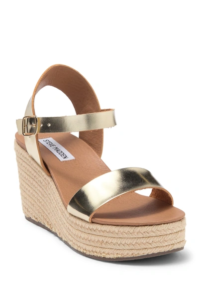 Steve Madden Bahamas Metallic Espadrille Wedge Sandal In Gold