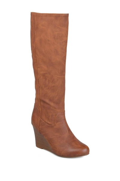 Shop Journee Collection Journee Langly Wedge Heel Tall Boot In Brown