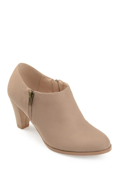 Shop Journee Collection Sanzi Heeled Ankle Bootie In Taupe