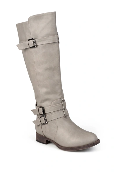 Journee Collection Bite Ruched Riding Boot In Taupe