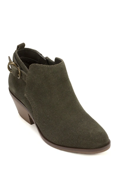 Shop White Mountain Footwear Sadie Suede Ankle Bootie In Olive/suede