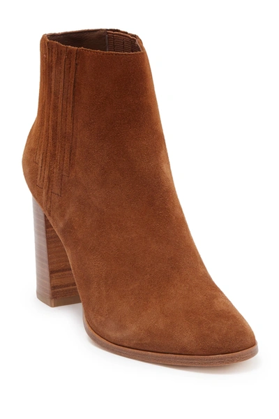 Shop Joie Yara Suede Block Heel Bootie In Burnt Umbe