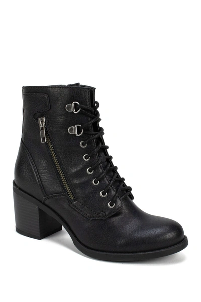 Shop White Mountain Footwear Dorian Lace-up Faux Leather Boot In Black/fabric